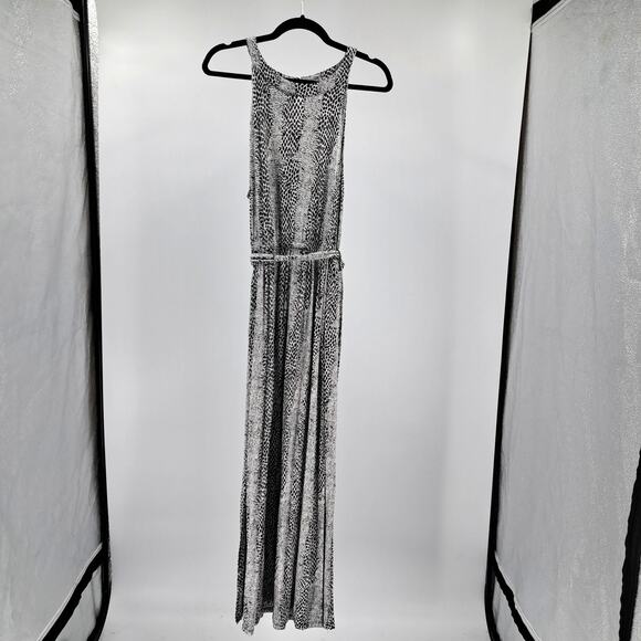 Lane Bryant Maxi Dress 18/20 Snake Print Sleeveless Halter Tie Waist Black White - Picture 1 of 10